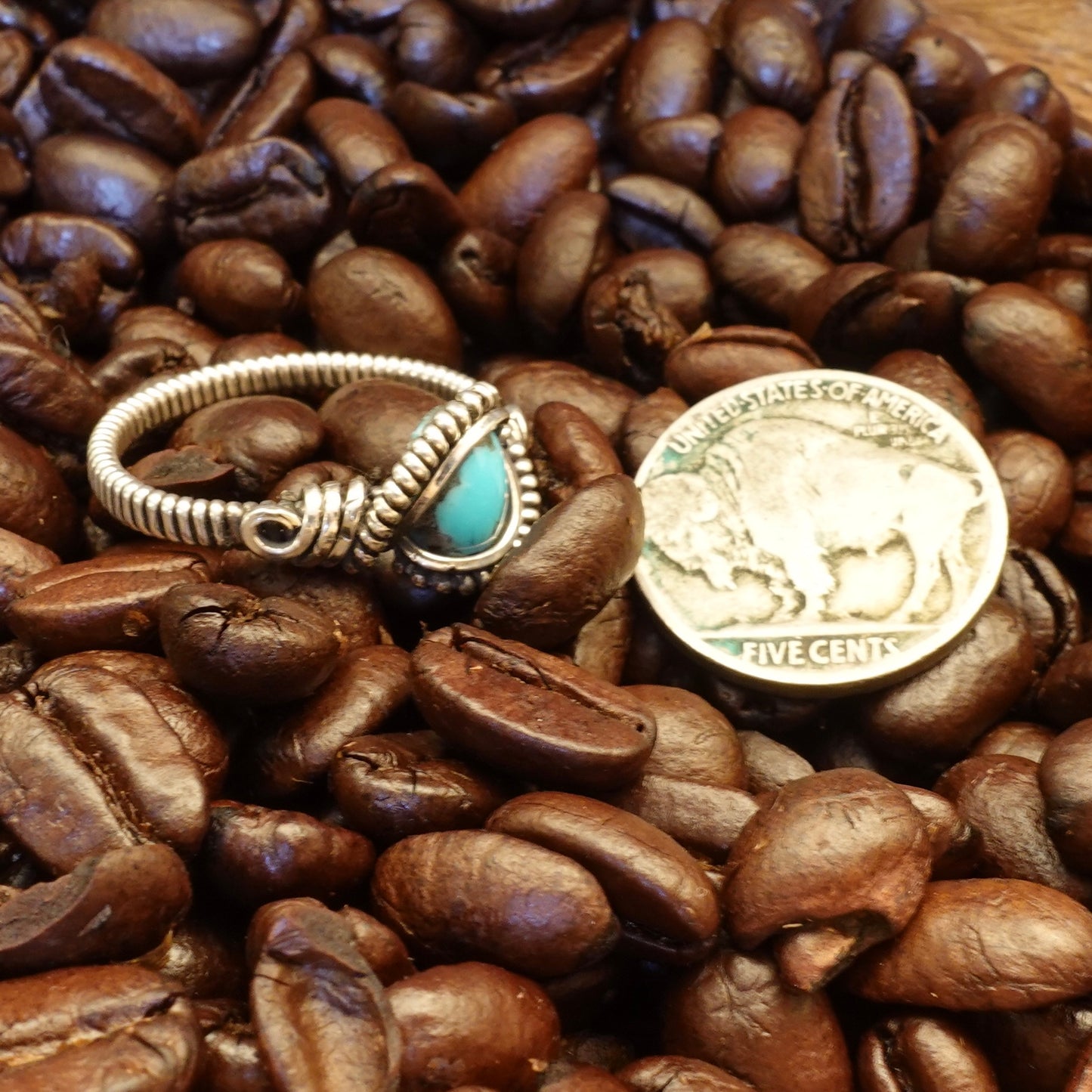 Kingman Turquoise Wire Wrapped Ring