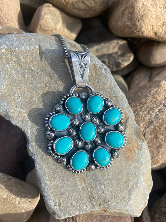 Kingman Turquoise Cluster Pendant