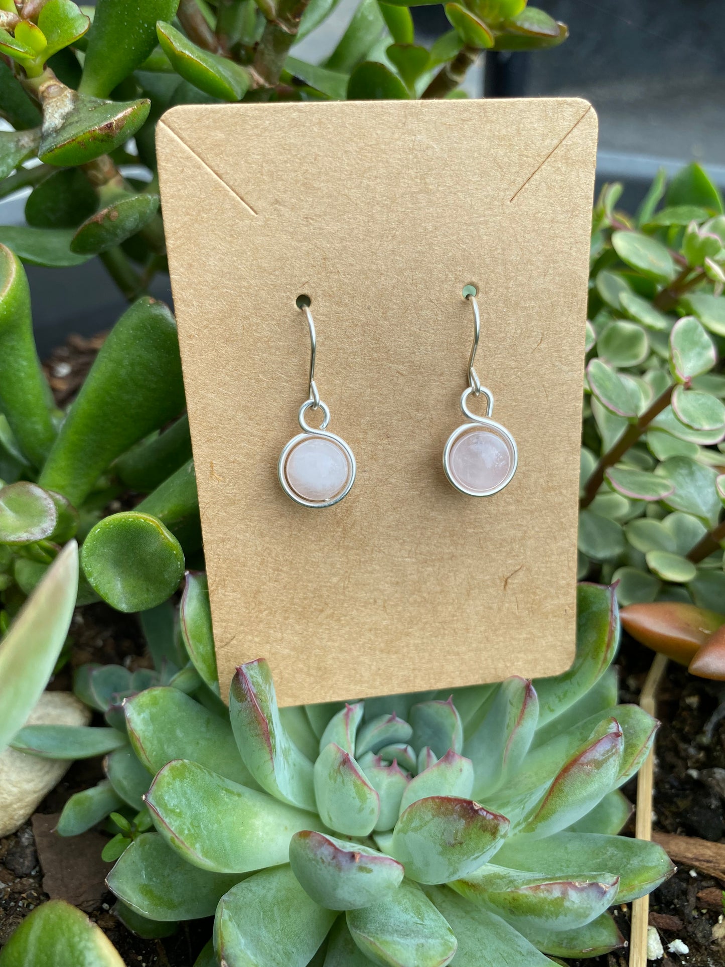Sphere Earrings Rose Quartz