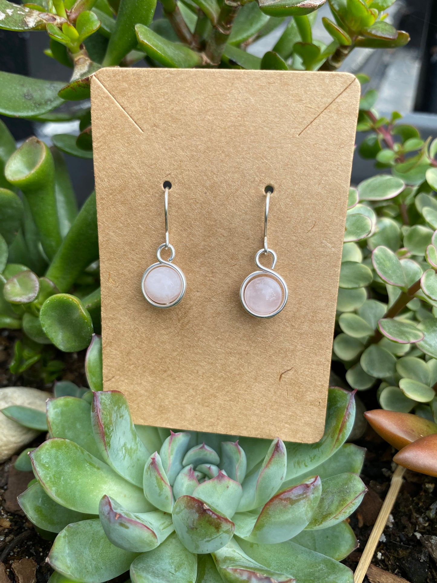 Sphere Earrings Rose Quartz